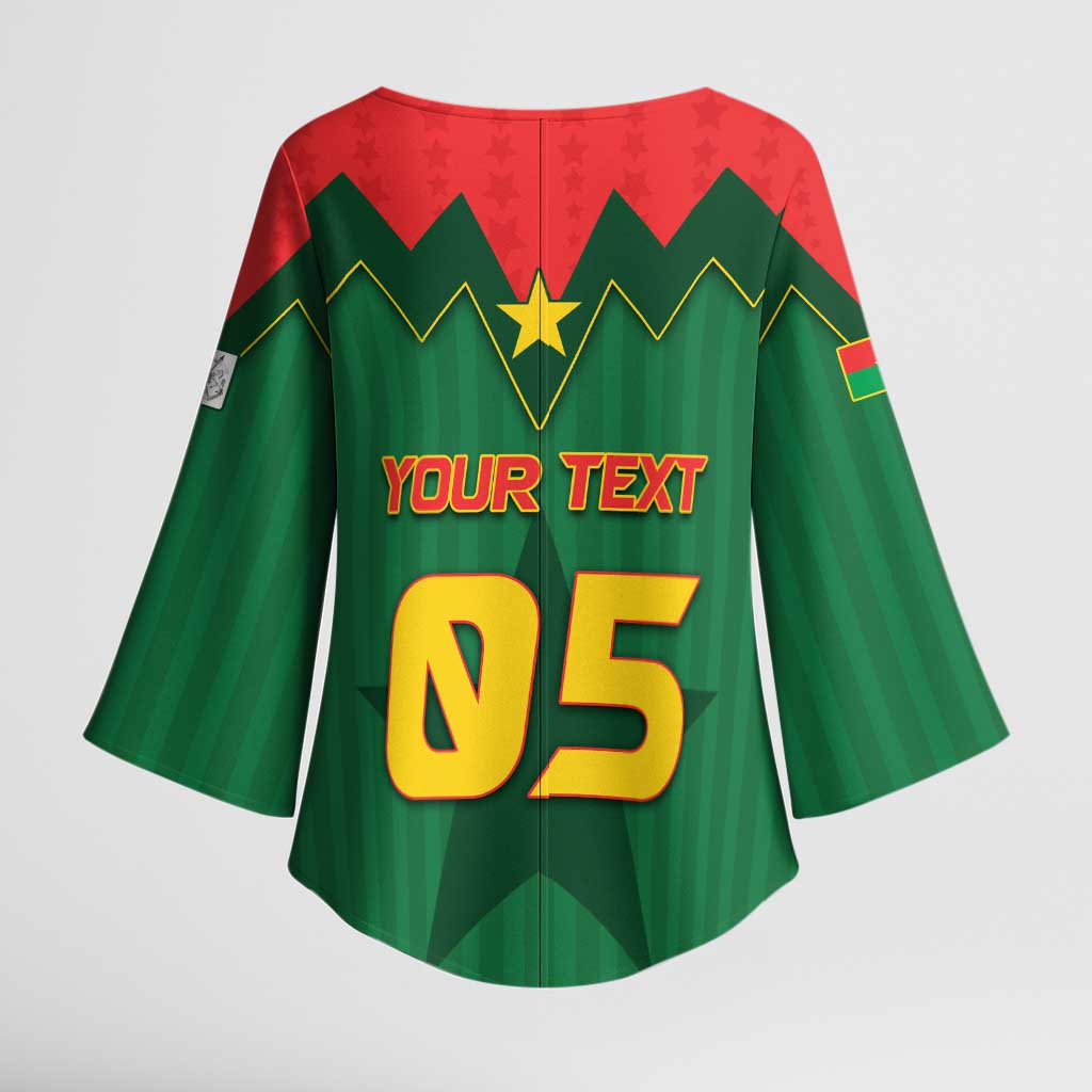 Custom Football Burkina Faso Kimono Sleeve Blouse Rising Star And Horse Sport Style - African Pride