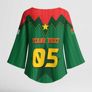 Custom Football Burkina Faso Kimono Sleeve Blouse Rising Star And Horse Sport Style - African Pride