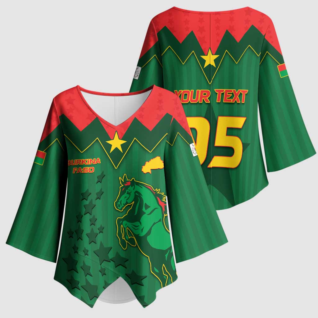 Custom Football Burkina Faso Kimono Sleeve Blouse Rising Star And Horse Sport Style - African Pride
