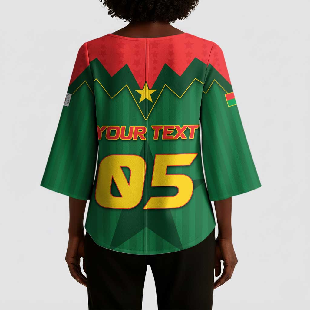 Custom Football Burkina Faso Kimono Sleeve Blouse Rising Star And Horse Sport Style - African Pride