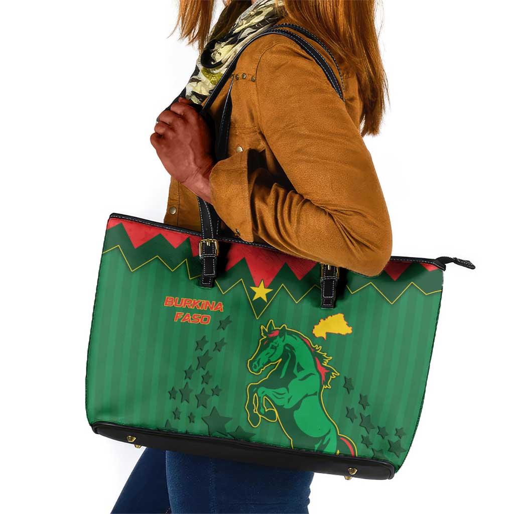 Football Burkina Faso Leather Tote Bag Rising Star And Horse Sport Style - African Pride