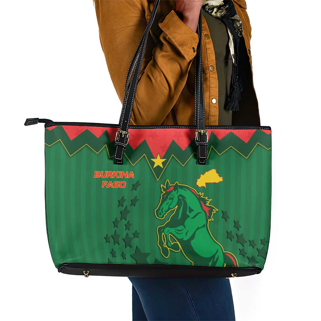 Football Burkina Faso Leather Tote Bag Rising Star And Horse Sport Style - African Pride