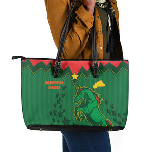 Football Burkina Faso Leather Tote Bag Rising Star And Horse Sport Style - African Pride