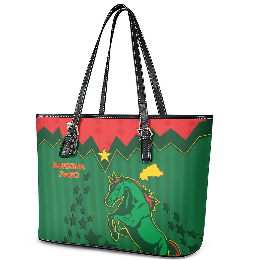 Football Burkina Faso Leather Tote Bag Rising Star And Horse Sport Style - African Pride