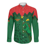 Custom Football Burkina Faso Long Sleeve Button Shirt Rising Star And Horse Sport Style - African Pride