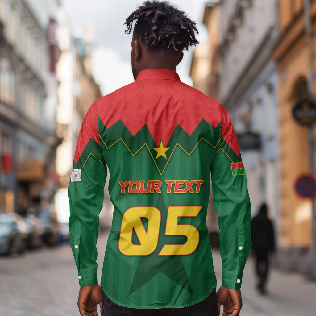 Custom Football Burkina Faso Long Sleeve Button Shirt Rising Star And Horse Sport Style - African Pride