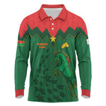 Custom Football Burkina Faso Long Sleeve Polo Shirt Rising Star And Horse Sport Style - African Pride