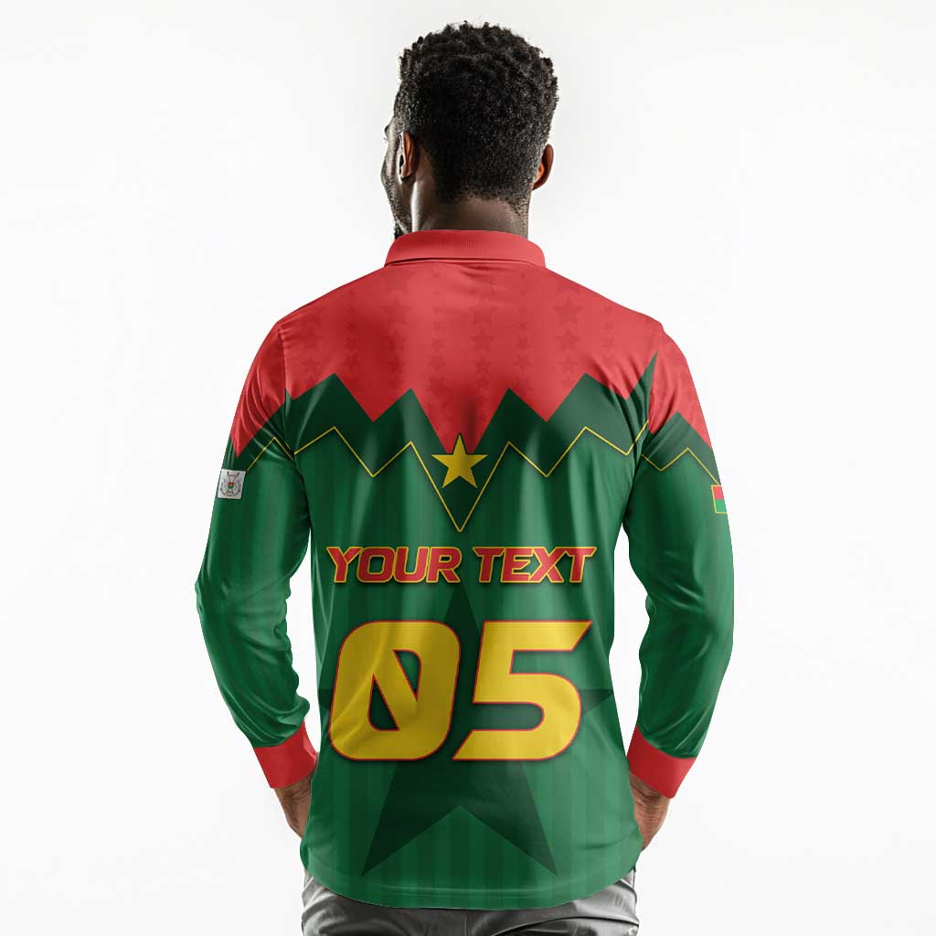 Custom Football Burkina Faso Long Sleeve Polo Shirt Rising Star And Horse Sport Style - African Pride