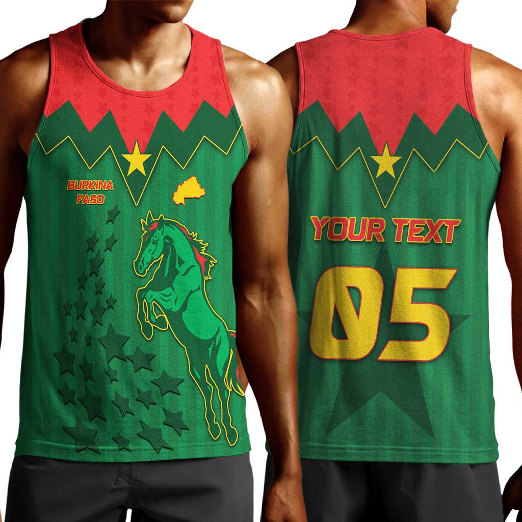 Custom Football Burkina Faso Men Tank Top Rising Star And Horse Sport Style - African Pride