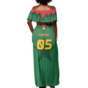 Custom Football Burkina Faso Off Shoulder Maxi Dress Rising Star And Horse Sport Style - African Pride