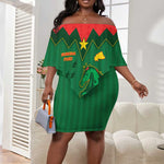 Custom Football Burkina Faso Off Shoulder Short Dress Rising Star And Horse Sport Style - African Pride