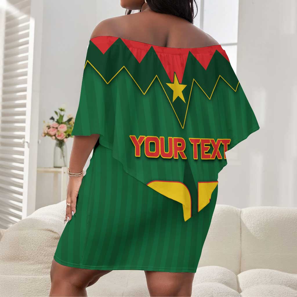 Custom Football Burkina Faso Off Shoulder Short Dress Rising Star And Horse Sport Style - African Pride