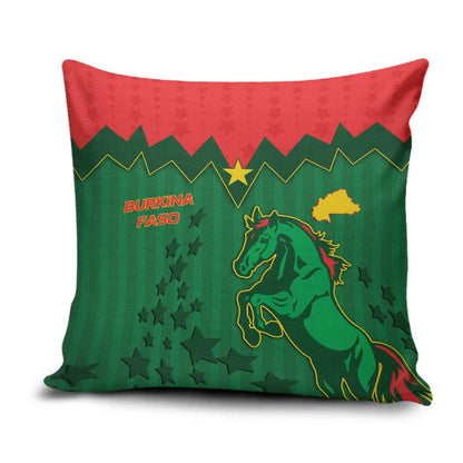 Football Burkina Faso Pillow Cover Rising Star And Horse Sport Style - African Pride