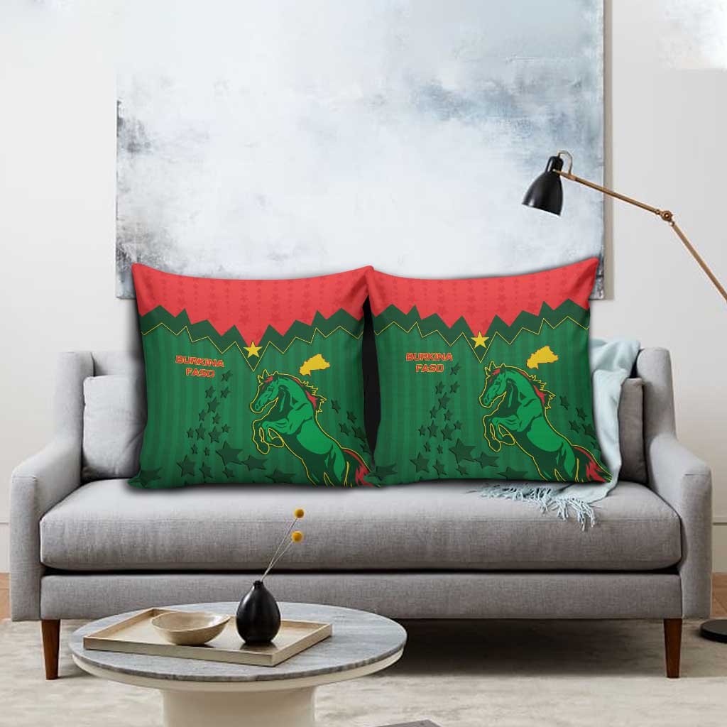 Football Burkina Faso Pillow Cover Rising Star And Horse Sport Style - African Pride