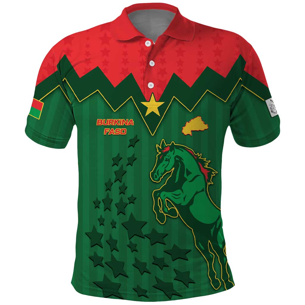 Custom Football Burkina Faso Polo Shirt Rising Star And Horse Sport Style - African Pride