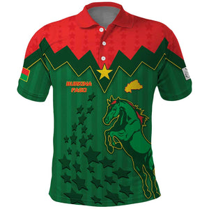 Custom Football Burkina Faso Polo Shirt Rising Star And Horse Sport Style - African Pride