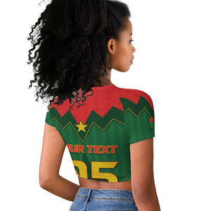 Custom Football Burkina Faso Raglan Cropped T shirt Rising Star And Horse Sport Style - African Pride