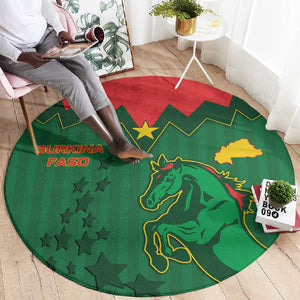 Football Burkina Faso Round Carpet Rising Star And Horse Sport Style - African Pride