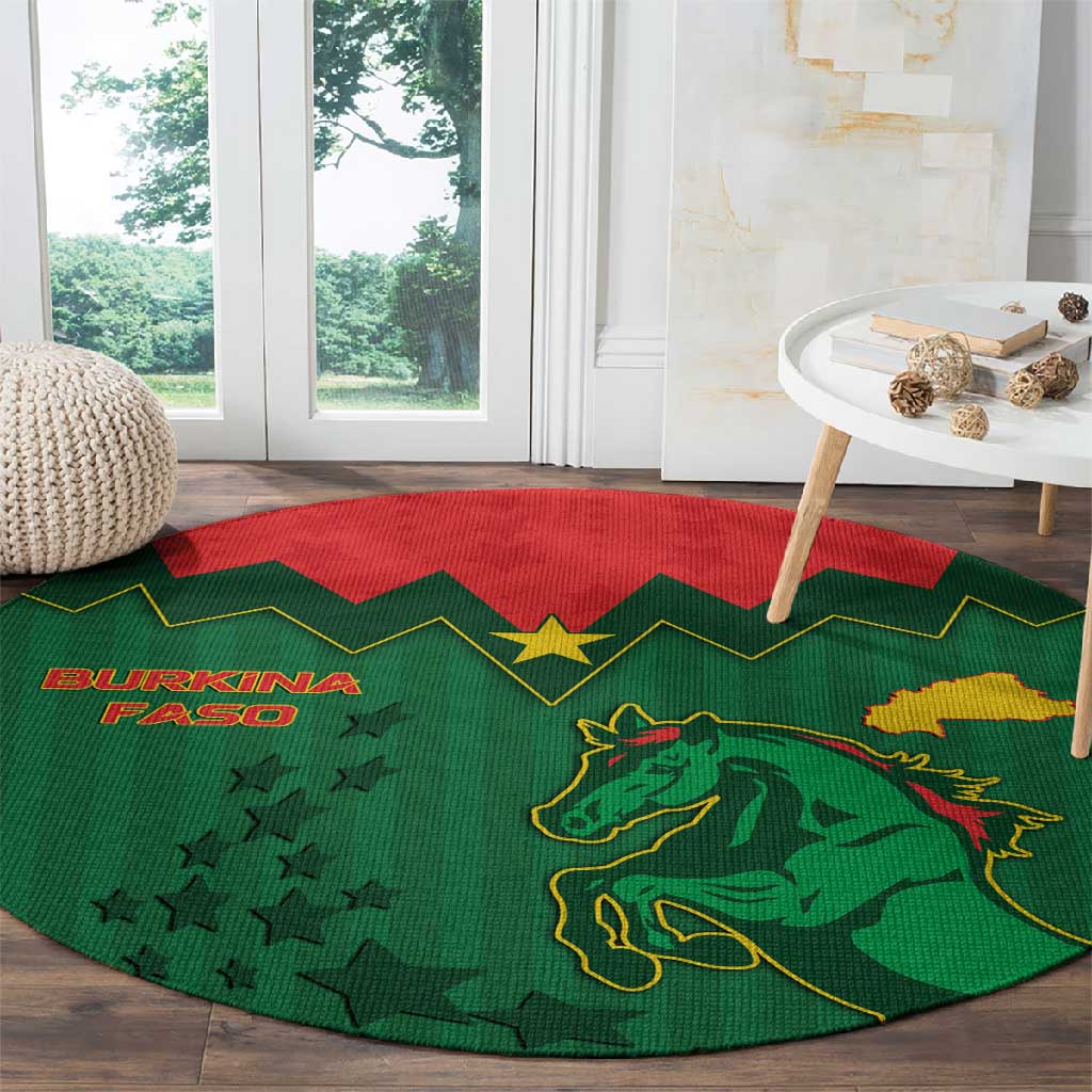 Football Burkina Faso Round Carpet Rising Star And Horse Sport Style - African Pride