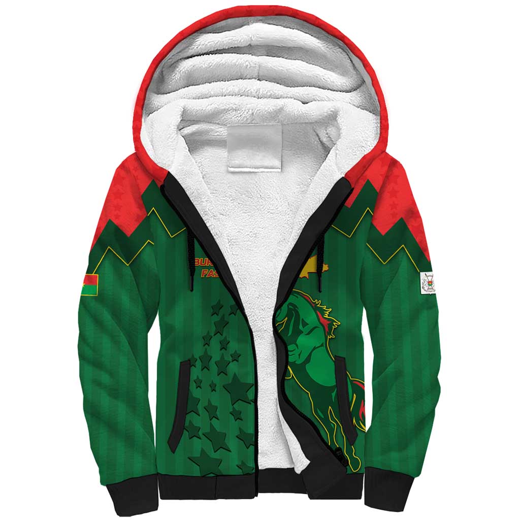Custom Football Burkina Faso Sherpa Hoodie Rising Star And Horse Sport Style - African Pride