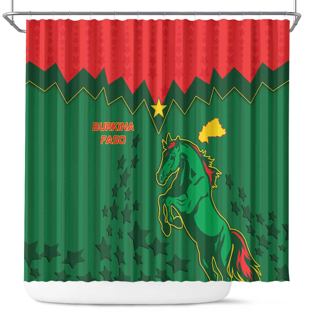 Football Burkina Faso Shower Curtain Rising Star And Horse Sport Style - African Pride