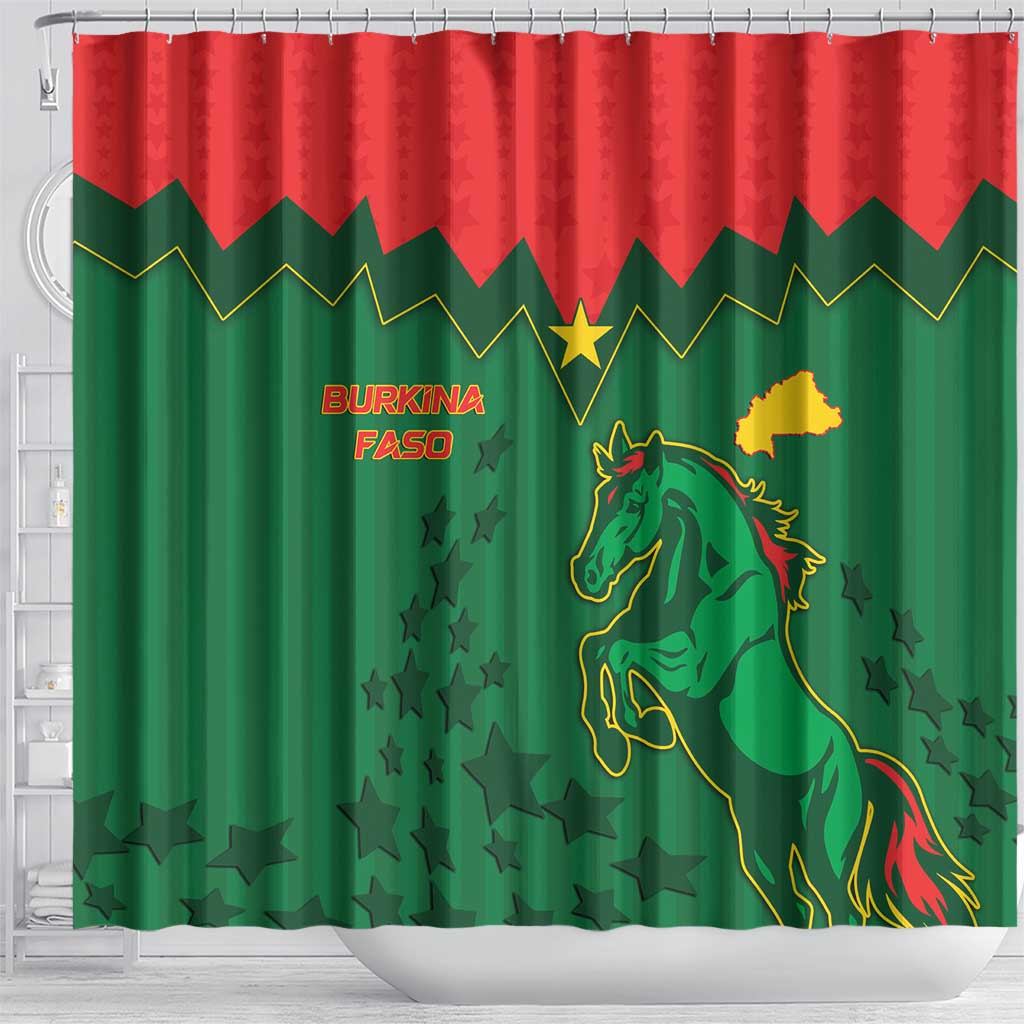 Football Burkina Faso Shower Curtain Rising Star And Horse Sport Style - African Pride