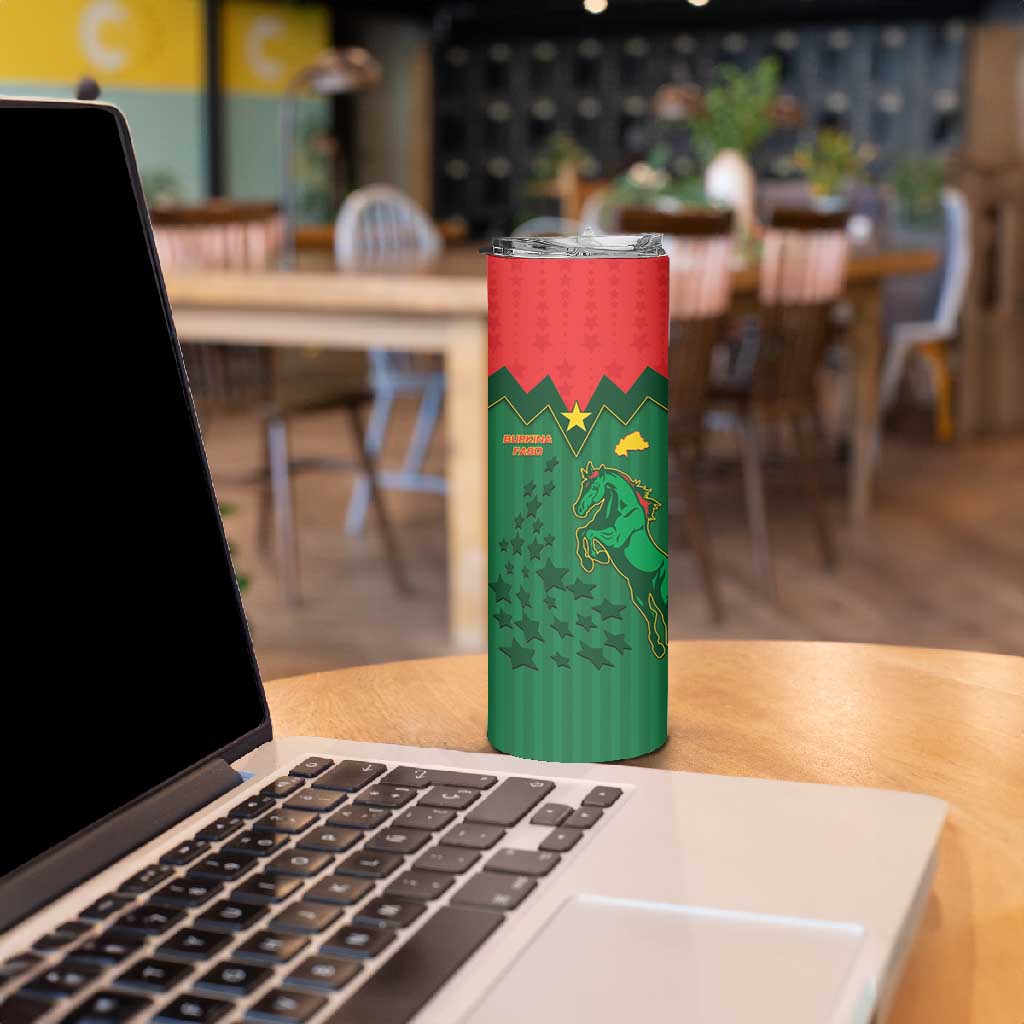 Custom Football Burkina Faso Skinny Tumbler Rising Star And Horse Sport Style - African Pride