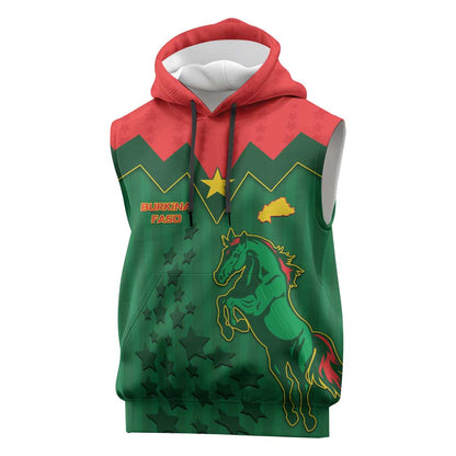 Custom Football Burkina Faso Sleeveless Hoodie Rising Star And Horse Sport Style - African Pride