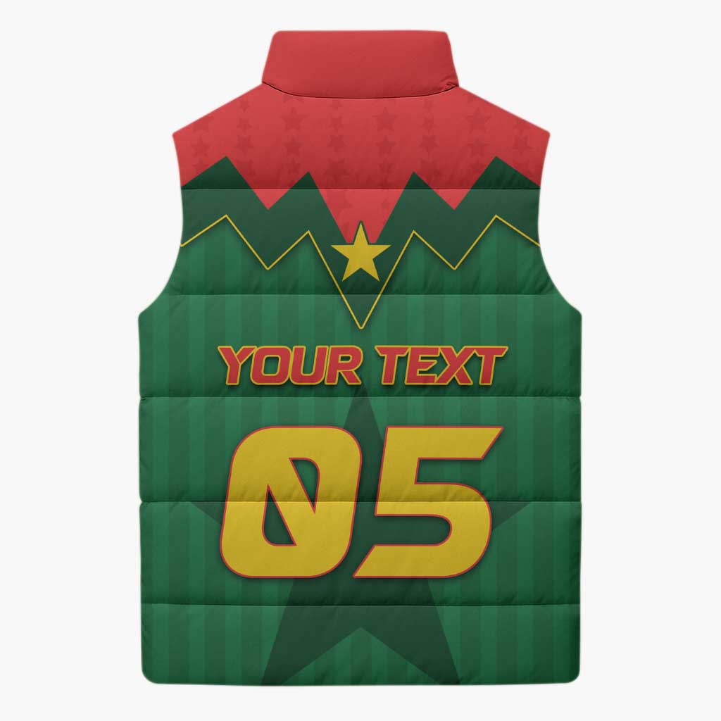 Custom Football Burkina Faso Sleeveless Puffer Jacket Rising Star And Horse Sport Style - African Pride
