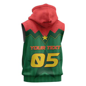 Custom Football Burkina Faso Sleeveless Zip Hoodie Rising Star And Horse Sport Style - African Pride