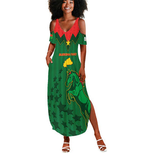 Custom Football Burkina Faso Summer Maxi Dress Rising Star And Horse Sport Style - African Pride