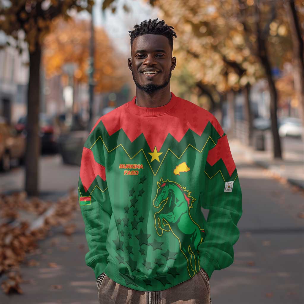 Custom Football Burkina Faso Sweatshirt Rising Star And Horse Sport Style - African Pride