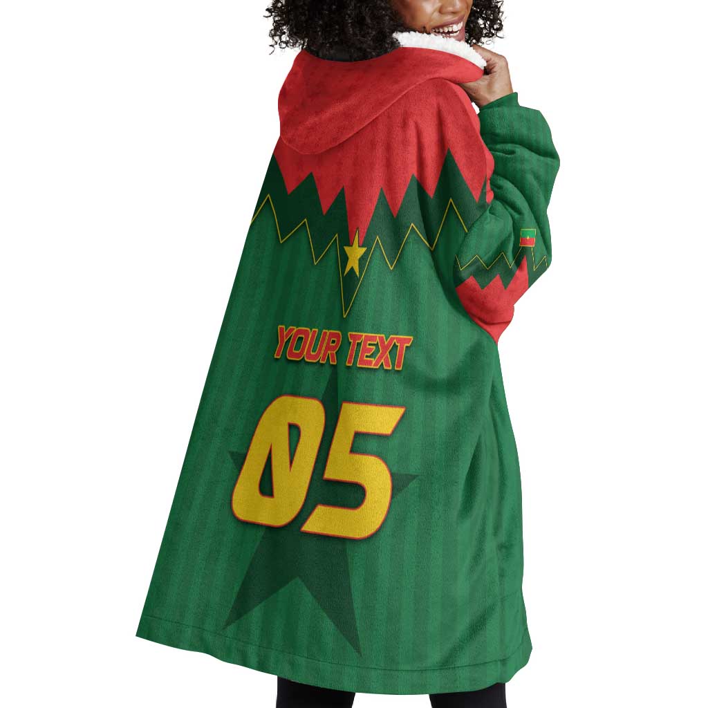 Custom Football Burkina Faso Wearable Blanket Hoodie Rising Star And Horse Sport Style - African Pride