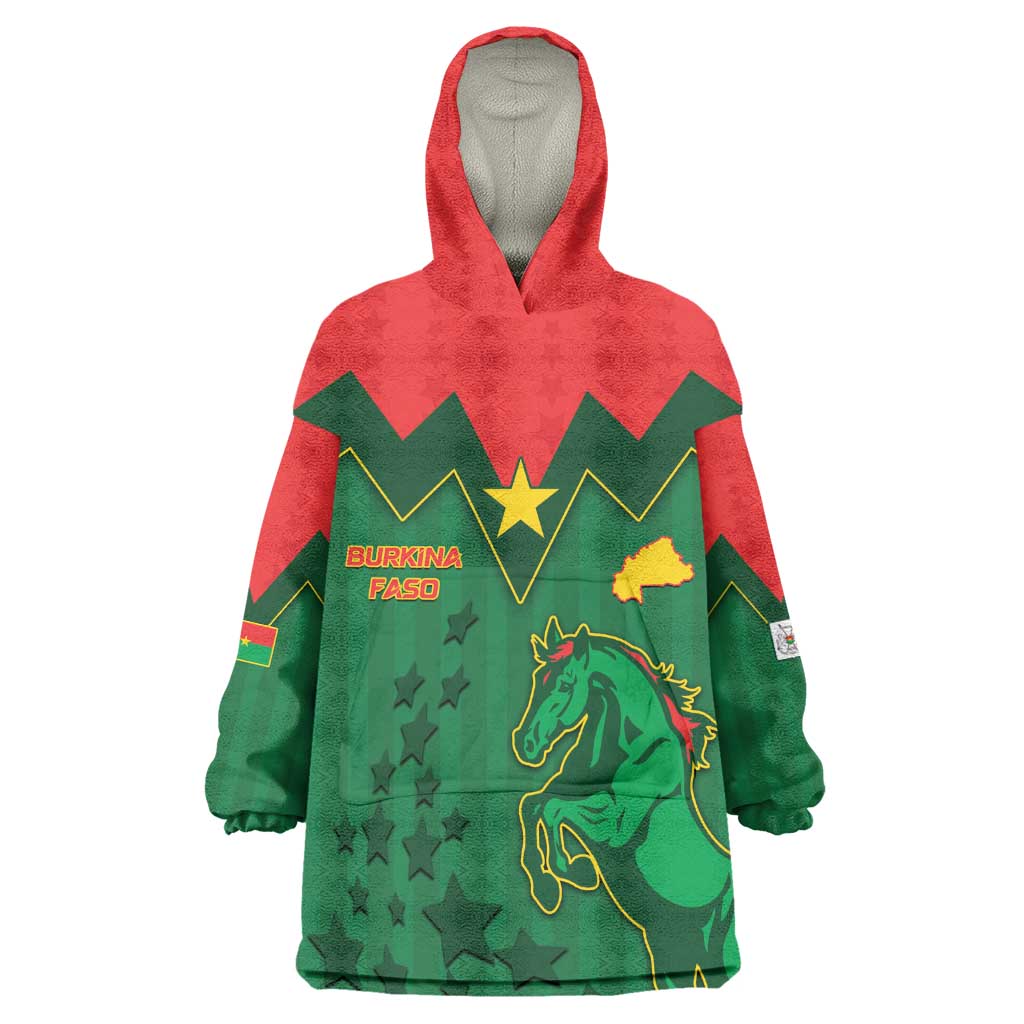 Custom Football Burkina Faso Wearable Blanket Hoodie Rising Star And Horse Sport Style - African Pride