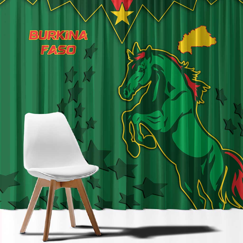 Football Burkina Faso Window Curtain Rising Star And Horse Sport Style - African Pride