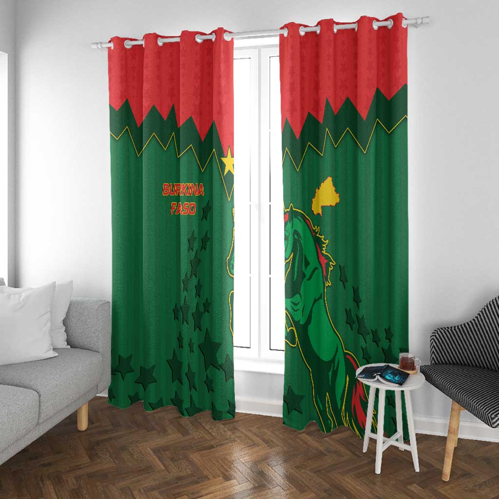 Football Burkina Faso Window Curtain Rising Star And Horse Sport Style - African Pride