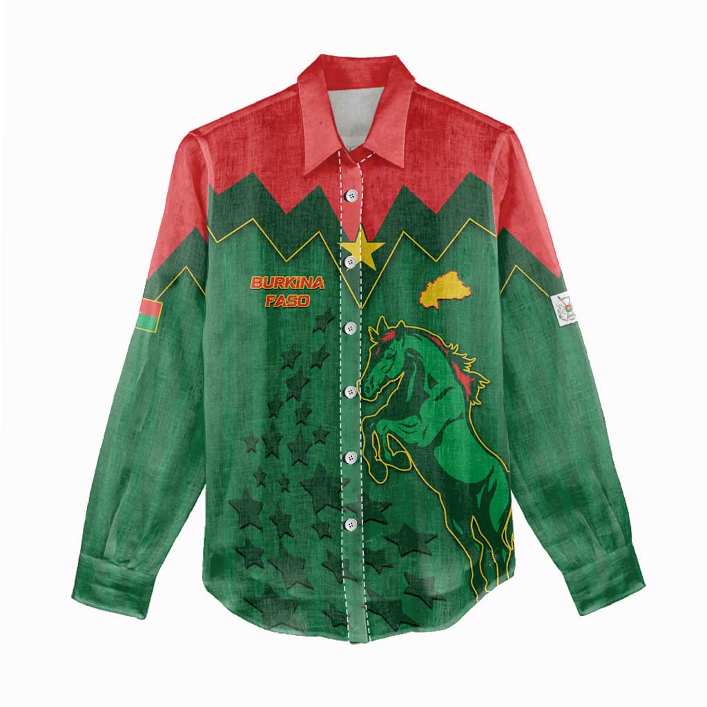 Custom Football Burkina Faso Women Casual Shirt Rising Star And Horse Sport Style - African Pride
