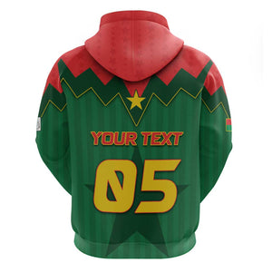 Custom Football Burkina Faso Zip Hoodie Rising Star And Horse Sport Style - African Pride