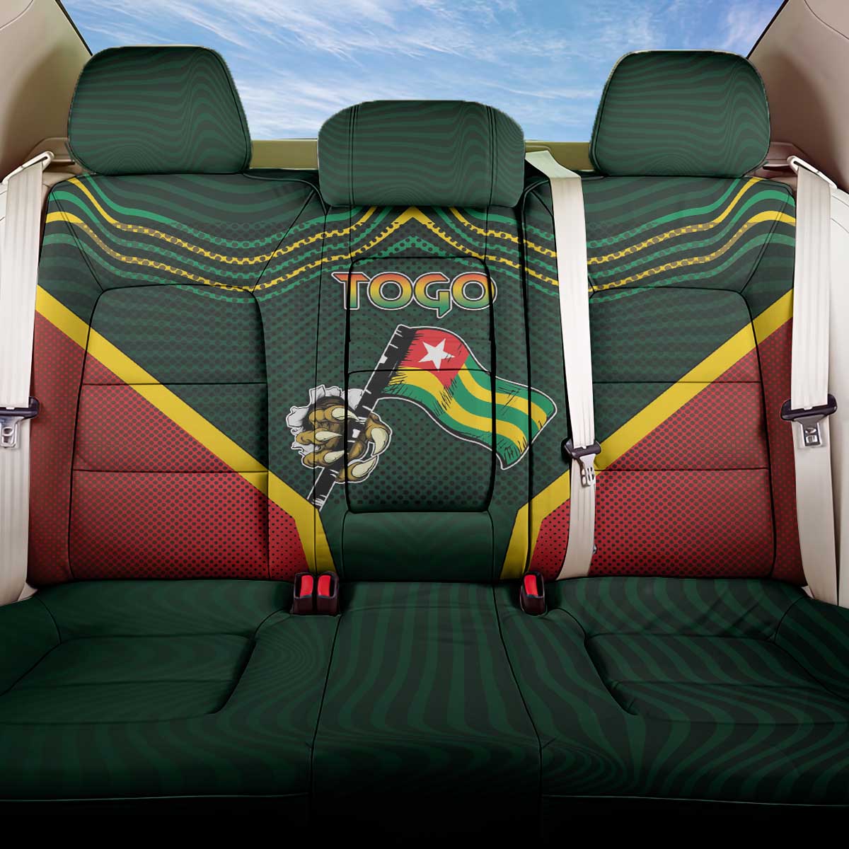 Togo Back Car Seat Cover Lion Claw Flag Sport Style - African Pride