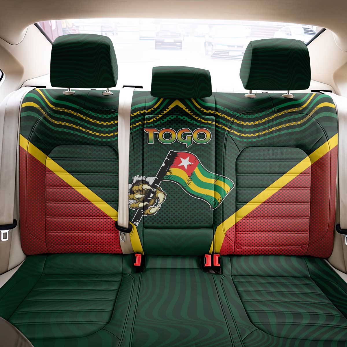 Togo Back Car Seat Cover Lion Claw Flag Sport Style - African Pride