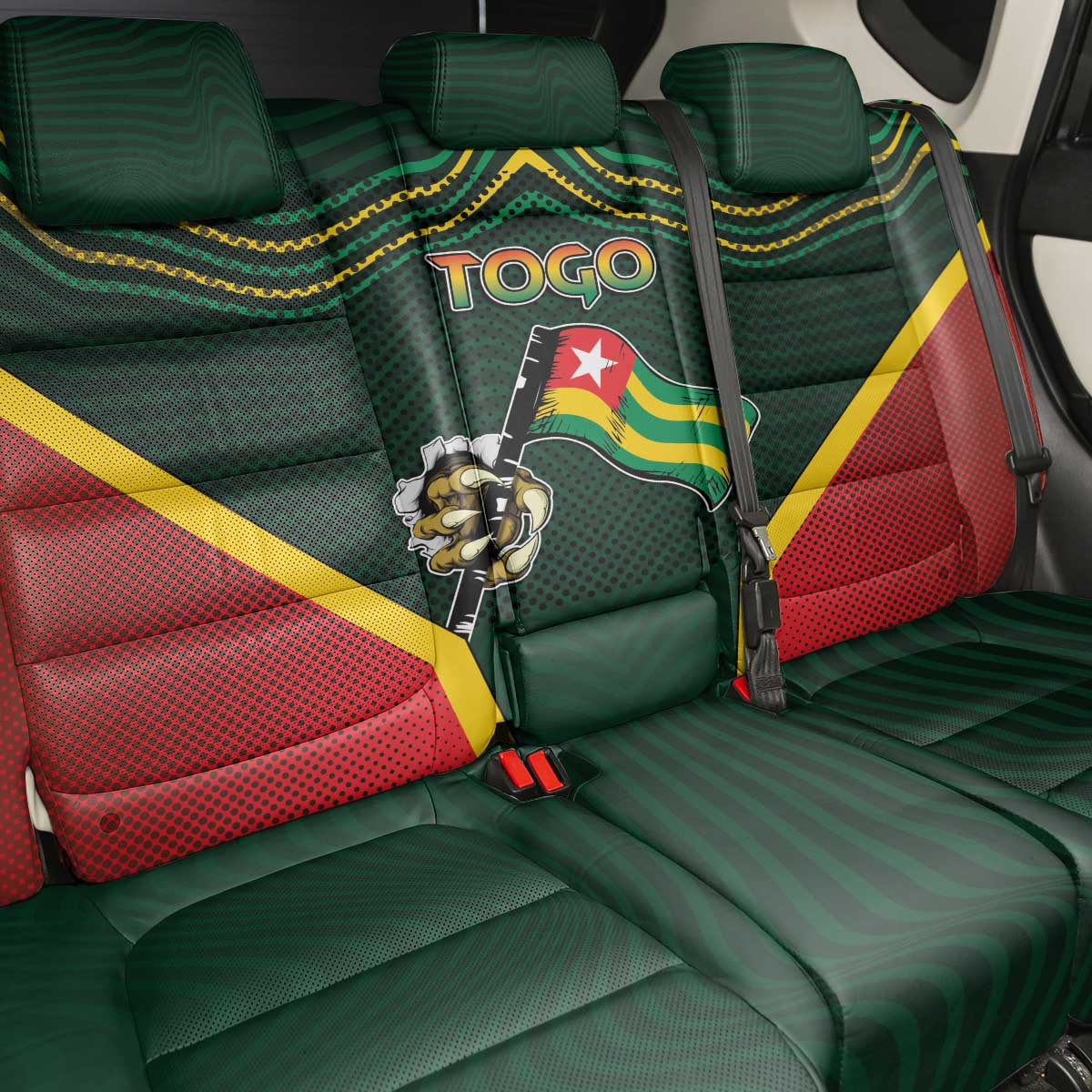 Togo Back Car Seat Cover Lion Claw Flag Sport Style - African Pride
