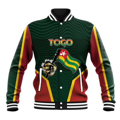 Personalized Togo Baseball Jacket Lion Claw Flag Sport Style - African Pride