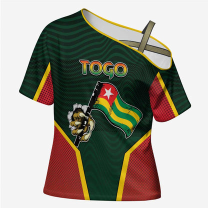 Personalized Togo Cross Shoulder Shirt Lion Claw Flag Sport Style - African Pride