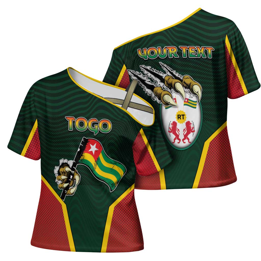 Personalized Togo Cross Shoulder Shirt Lion Claw Flag Sport Style - African Pride