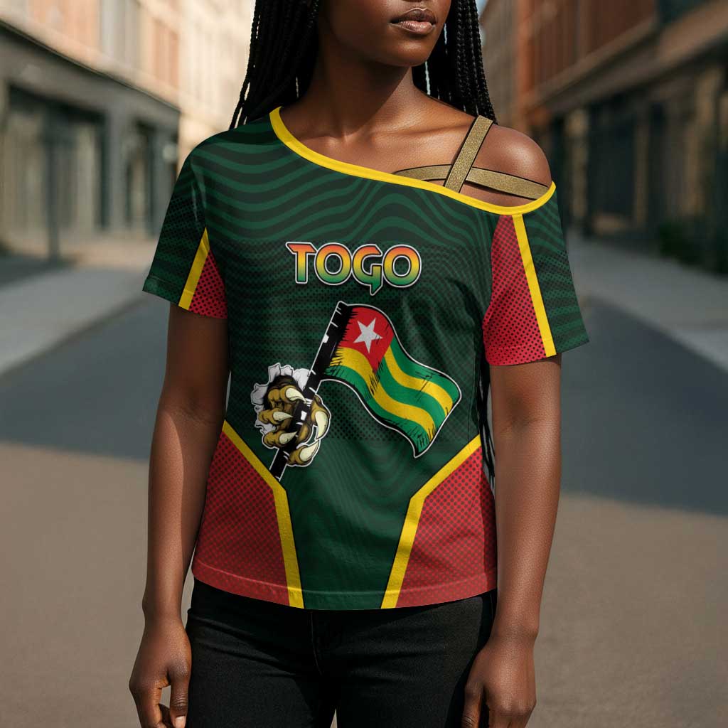 Personalized Togo Cross Shoulder Shirt Lion Claw Flag Sport Style - African Pride