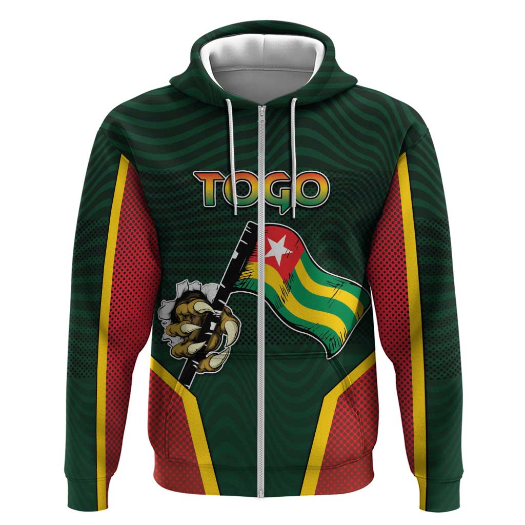 Personalized Togo Hoodie Lion Claw Flag Sport Style - African Pride