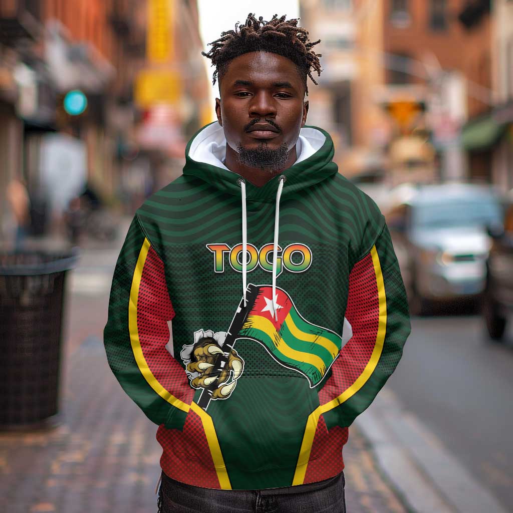 Personalized Togo Hoodie Lion Claw Flag Sport Style - African Pride
