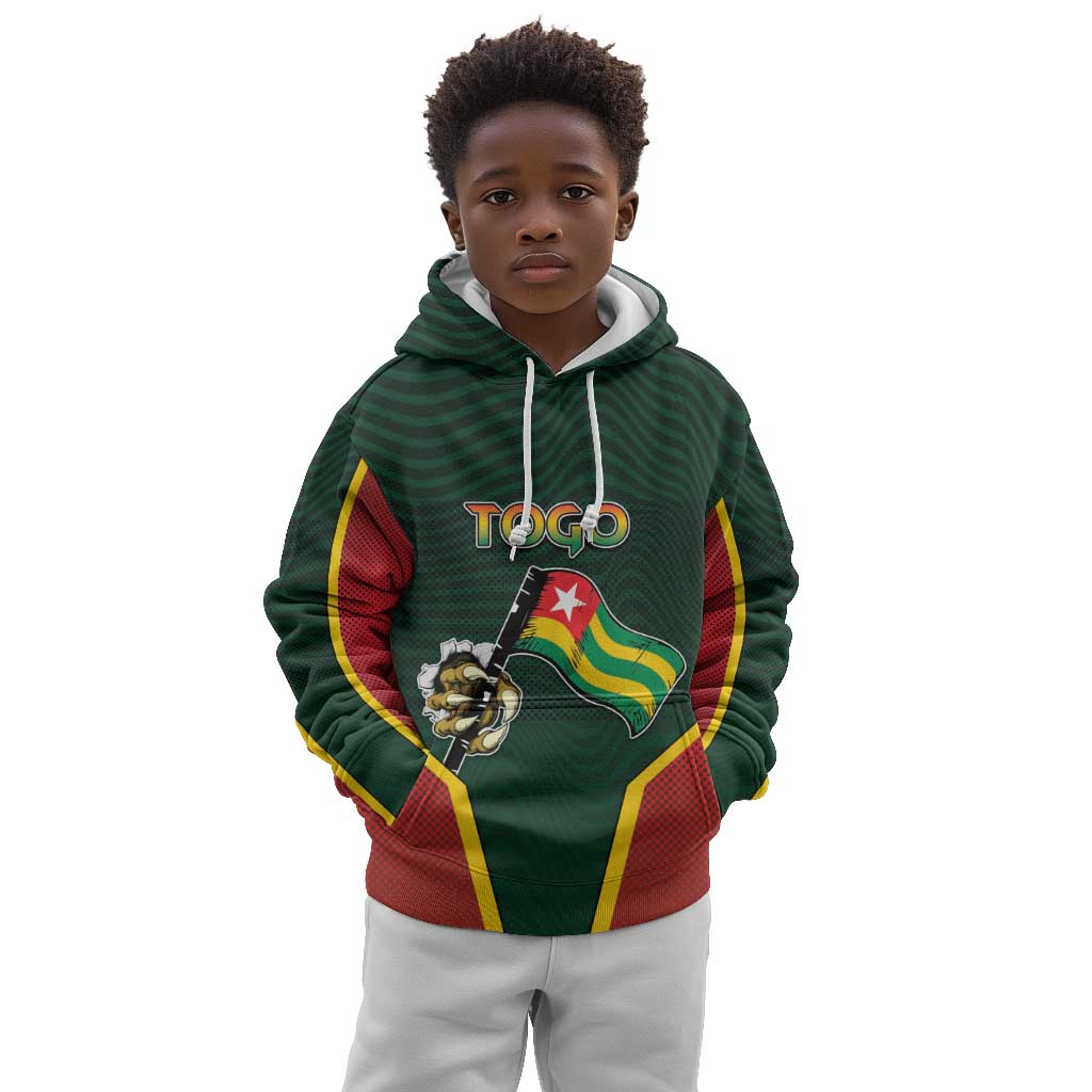 Personalized Togo Kid Hoodie Lion Claw Flag Sport Style - African Pride