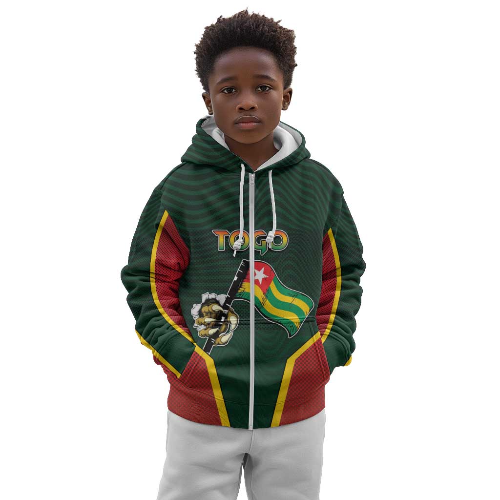 Personalized Togo Kid Hoodie Lion Claw Flag Sport Style - African Pride