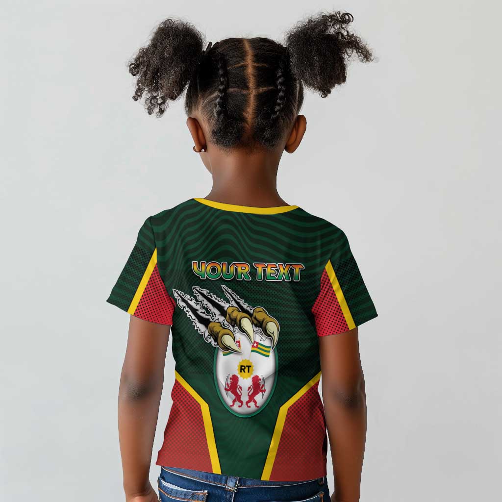 Personalized Togo Kid T shirt Lion Claw Flag Sport Style - African Pride